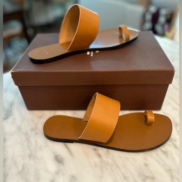 ATP Atelier BNWT NIB Astrid Leather Flat Sandals in Terra Brown - EU 38 - Picture 16 of 16